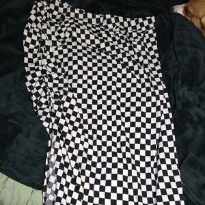 SHEIN Black and White Checkered Maxi Skirt